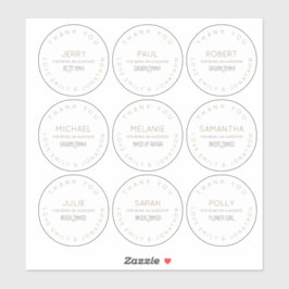 Negen individuele namen dank u bruids partij klein sticker