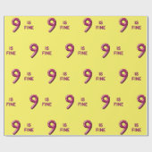 Negen is de 9-ste verjaardag. cadeaupapier (Vlak)