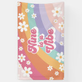 Negen is een Vibe Retro Rainbow 9e verjaardag Spandoek (Verticaal)