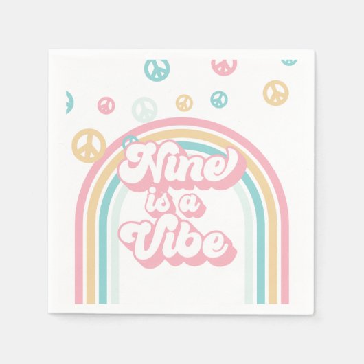 Negen is een Vibe Retro Summer Rainbow Servet (Voorkant)