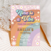 Negen is een vibe verjaardag uitnodiging