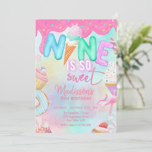 negen is zo lief kaart (Staand voorkant)