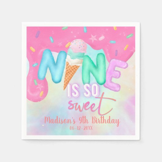 negen is zo zoete roze die Napkins kantelt Servet (Voorkant)