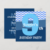 Negen jaar oud blauw vogelpatroon voor jongen V06H Kaart (Voorkant / Achterkant)