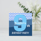 Negen jaar oud blauw vogelpatroon voor jongen V06H Kaart (Staand voorkant)