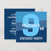 Negen jaar oud blauw vogelpatroon voor jongen V06H Kaart (Voorkant / Achterkant)