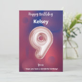 Negen jaar oude Happy Birthday-kaart (Staand voorkant)