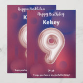 Negen jaar oude Happy Birthday-kaart (Voorkant / Achterkant)