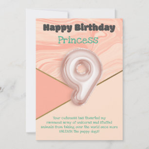 Negen jaar oude meisjes Happy Birthday-kaart