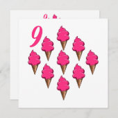 Negen jaar oude meisjes Verjaardag Schattige Roze  Kaart (Voorkant / Achterkant)