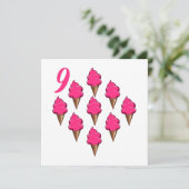 Negen jaar oude meisjes Verjaardag Schattige Roze  Kaart (Staand voorkant)