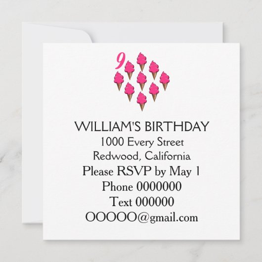 Negen jaar oude meisjes Verjaardag Schattige Roze  Kaart (Achterkant)