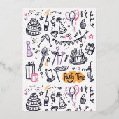 Negen jaar oude meisjes verjaardagsuitnodiging folie uitnodiging (Achterkant)