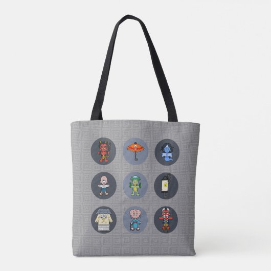 Negen Japanse Yokai Monster Tote Bag (Achterkant)