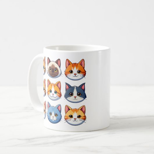 Negen katten geconfronteerd met verschillende rass koffiemok (Voorkant links)