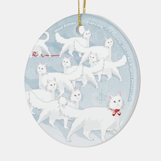 Negen Katten prancen... Keramisch Ornament (Links)