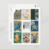 Negen katten Veelvoudige Kunstenillustratie Briefkaart (Voorkant / Achterkant)