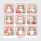 Negen kattenemoties sticker (Vel)