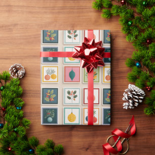 Negen Kerstornamenten in Krachtige Lijsten Cadeaupapier