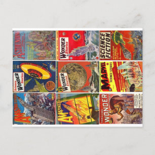 Negen klassieke Pulp Science Fiction omvat Briefka Briefkaart