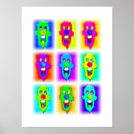 Negen Kleurrijke Kale Clowns: Poster