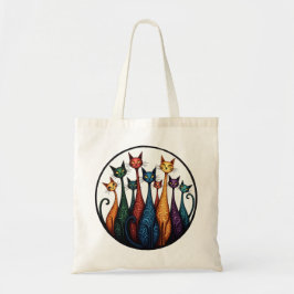 Negen kleurrijke katten - grillige Feline Art Shop Tote Bag