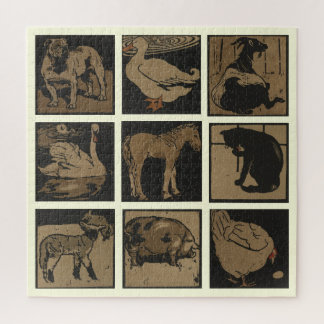 Negen landbouwhuisdieren legpuzzel