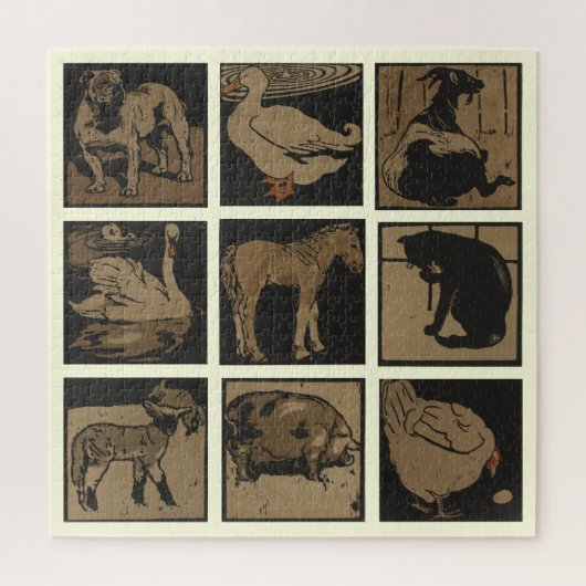 Negen landbouwhuisdieren legpuzzel (Verticaal)