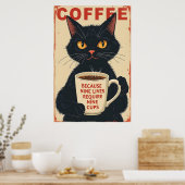 Negen levens hebben negen kopjes nodig poster (Keuken)