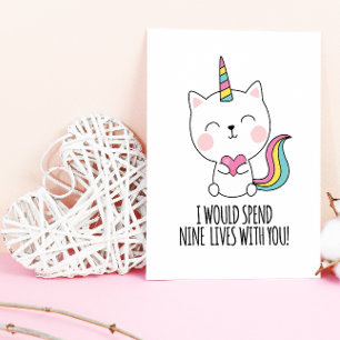 Negen Levens Kattenbrood Kawaii Valentijnsdag Feestdagenkaart