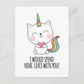 Negen Levens Kattenoren Kawaii Valentijnsdag Feestdagenkaart (Voorkant)