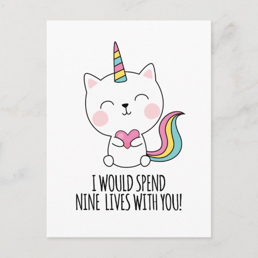 Negen Levens Kattenoren Kawaii Valentijnsdag Feestdagenkaart (Voorkant)