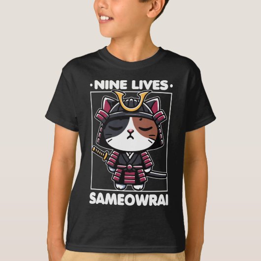 Negen levens Sameowrai Cat Pun T-shirt (Voorkant)