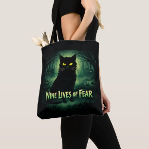 Negen Levens van Angst – Zwarte Kat Boodschappenta Tote Bag