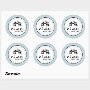 Negen maanden regenbogen en polka dots mijlpaal ronde sticker