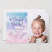 Negen Meisjes Negende Verjaardag Foto Kaart (Voorkant)