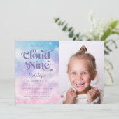 Negen Meisjes Negende Verjaardag Foto Kaart (Staand voorkant)