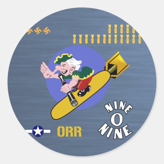 Negen op negen WWII neuskunst Ronde Sticker (Voorkant)