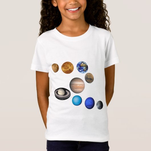 Negen planeten in het zonnestelsel. Kwik,Venus T-shirt (Voorkant)