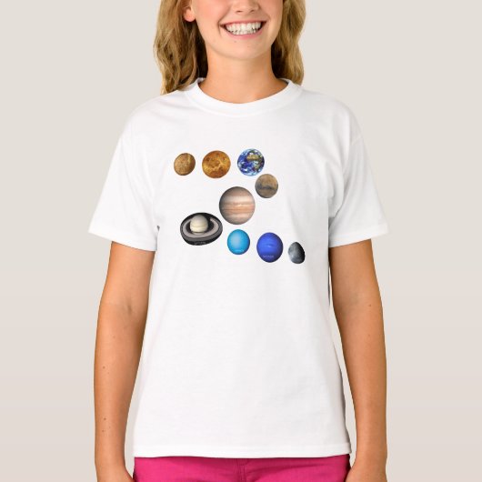 Negen planeten in het zonnestelsel. Kwik,Venus T-shirt (Voorkant)