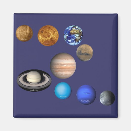 Negen planeten in het zonnestelsel magneet (Voorkant)