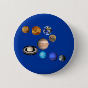 Negen planeten in het zonnestelsel ronde button 5,7 cm