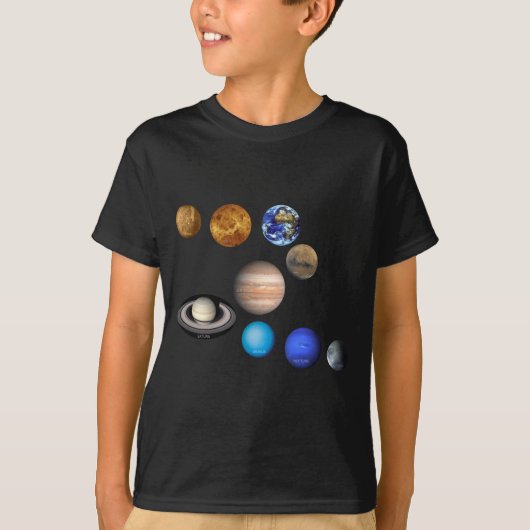 Negen planeten in het zonnestelsel t-shirt (Voorkant)