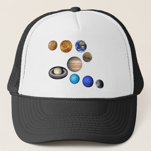 Negen planeten in het zonnestelsel trucker pet (Voorkant)