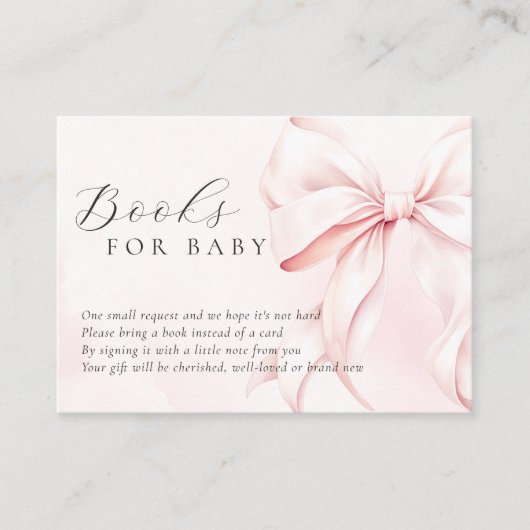 Negen roze Baby shower boeken voor Baby Informatiekaartje (Voorkant)