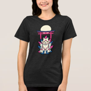 Negen-Staartige Kitsune Vos- Leuk Yokai Tri-Blend Shirt