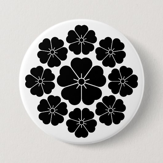 Negen sterren-stijl kersenbloesems ronde button 7,6 cm (Voorkant)
