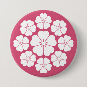Negen sterren-stijl kersenbloesems ronde button 7,6 cm
