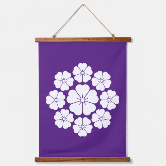 Negen sterrenkersen bloesems hangend wandkleed (Voorkant)