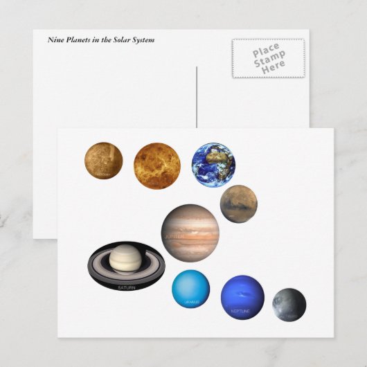 Negen toestellen in het zonnestelsel briefkaart (Voorkant / Achterkant)